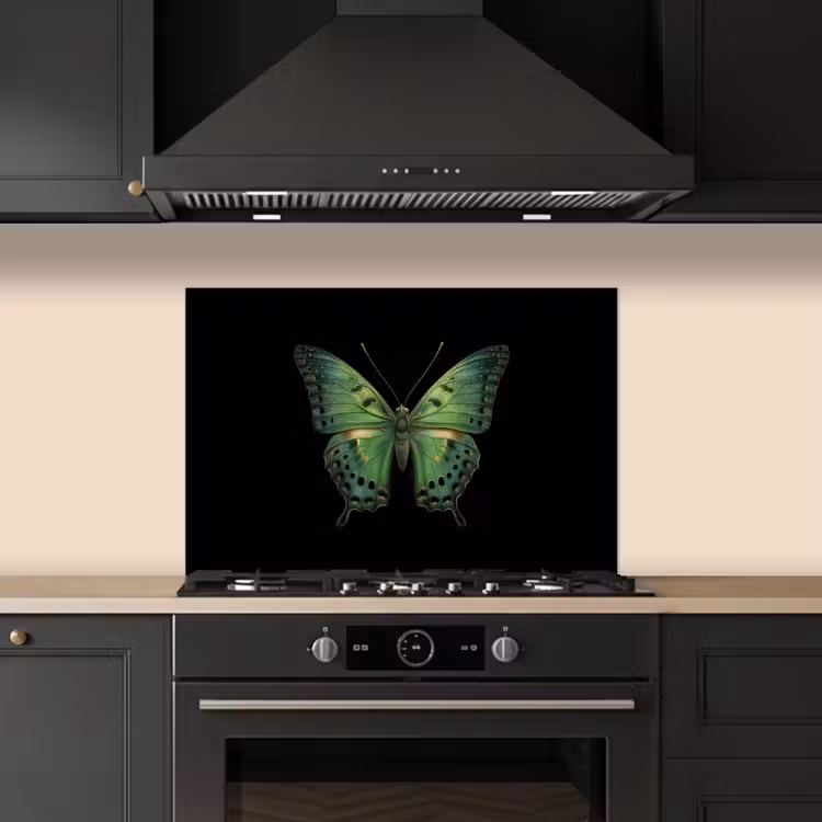 Spatscherm keuken - Vlinder - Groen - Diepte — 2