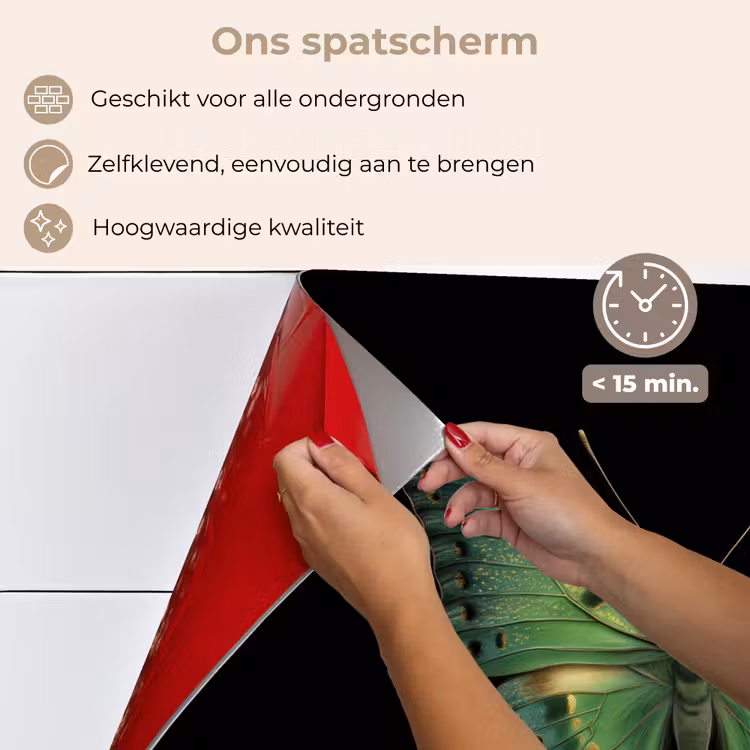 Spatscherm keuken - Vlinder - Groen - Diepte — 4