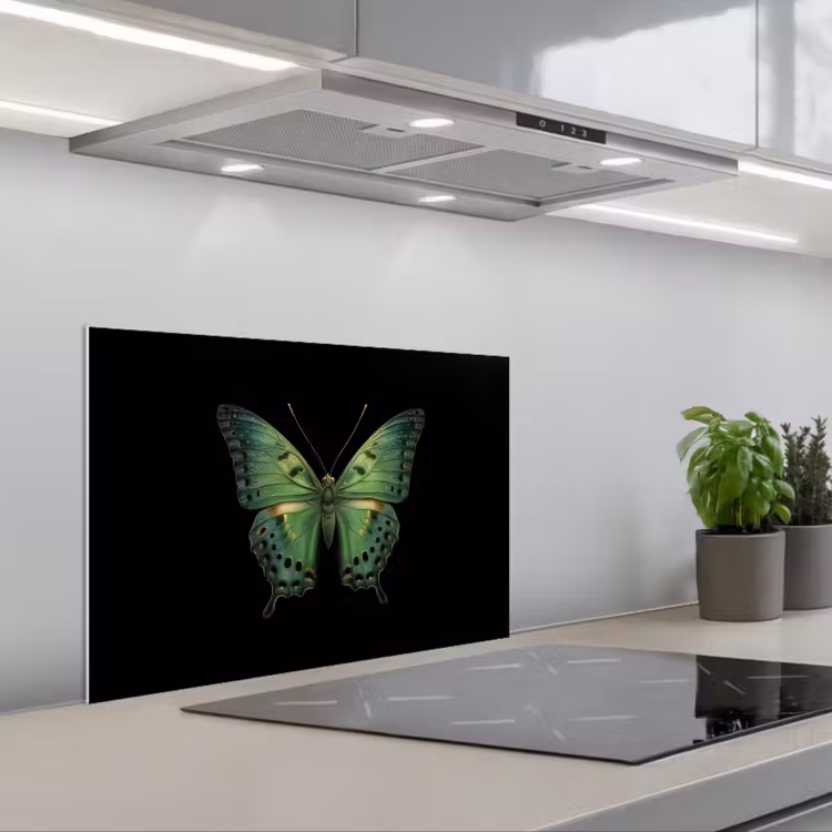 Spatscherm keuken - Vlinder - Groen - Diepte — 5