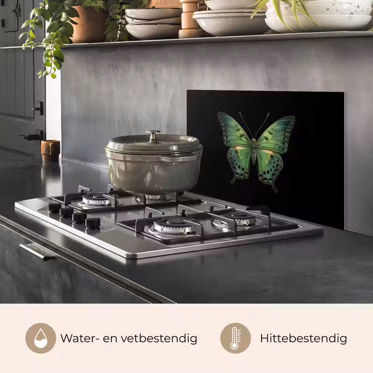 Spatscherm keuken - Vlinder - Groen - Diepte — 7