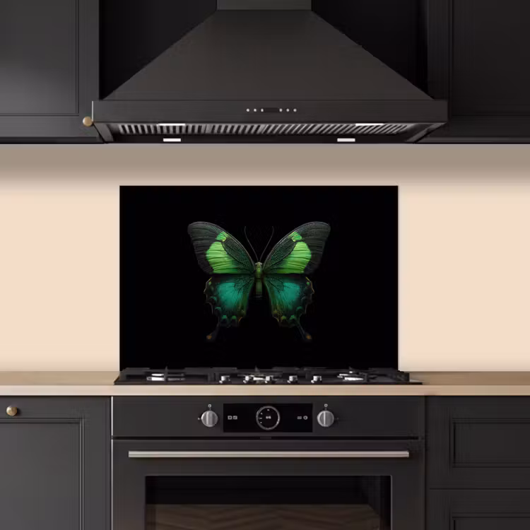 Spatscherm keuken - Vlinder - Groen - Opvallend — 2