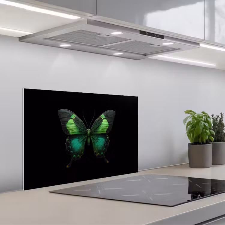 Spatscherm keuken - Vlinder - Groen - Opvallend — 5