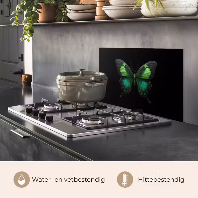 Spatscherm keuken - Vlinder - Groen - Opvallend — 7