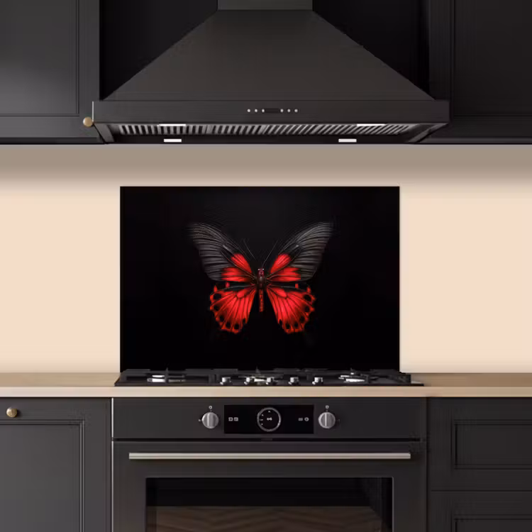 Spatscherm keuken - Vlinder - Rood - Contrast — 2