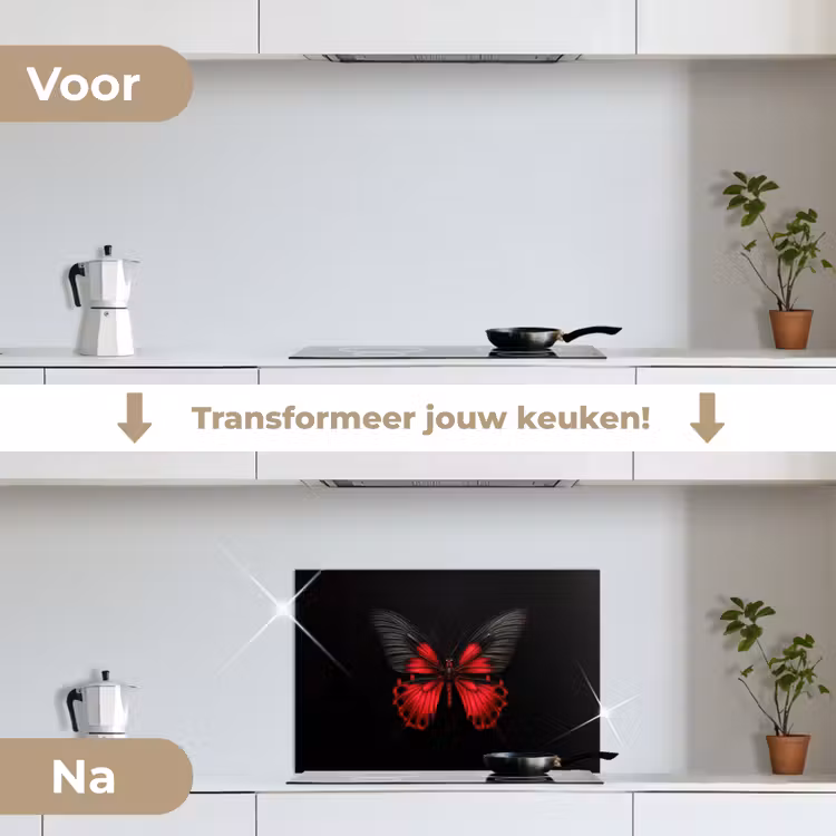 Spatscherm keuken - Vlinder - Rood - Contrast — 3