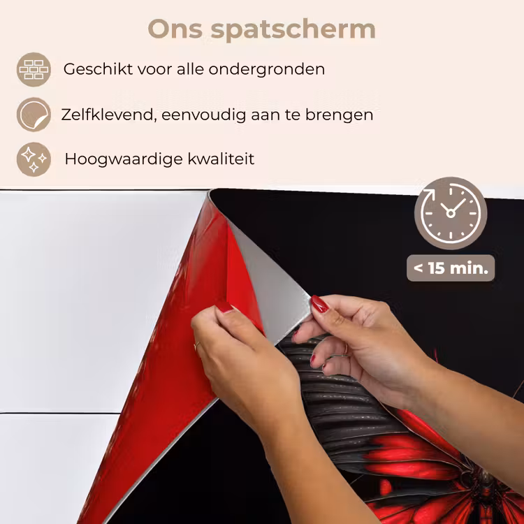Spatscherm keuken - Vlinder - Rood - Contrast — 4