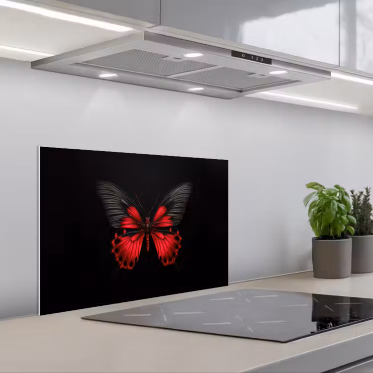 Spatscherm keuken - Vlinder - Rood - Contrast — 5