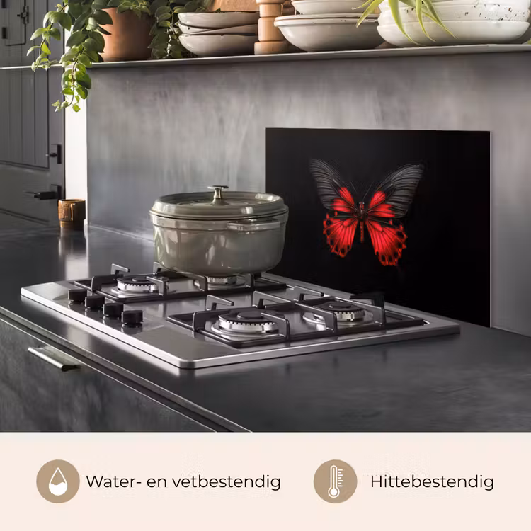 Spatscherm keuken - Vlinder - Rood - Contrast — 7