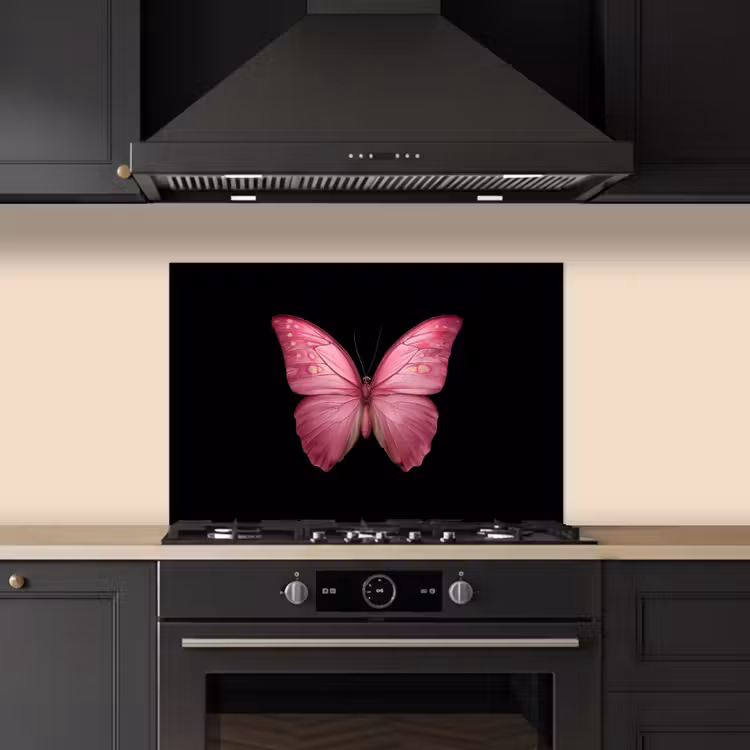 Spatscherm keuken - Vlinder - roze - Elegant — 2