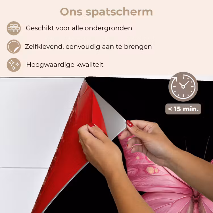 Spatscherm keuken - Vlinder - roze - Elegant — 4
