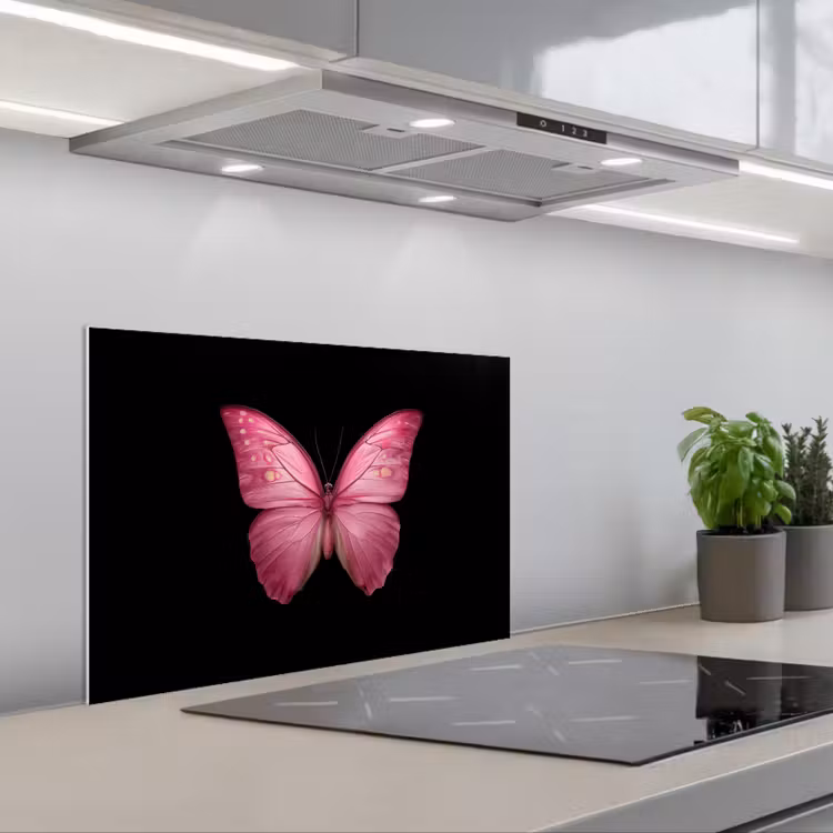 Spatscherm keuken - Vlinder - roze - Elegant — 5