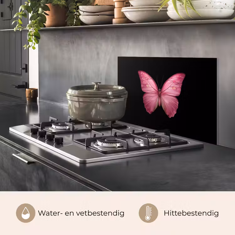 Spatscherm keuken - Vlinder - roze - Elegant — 7