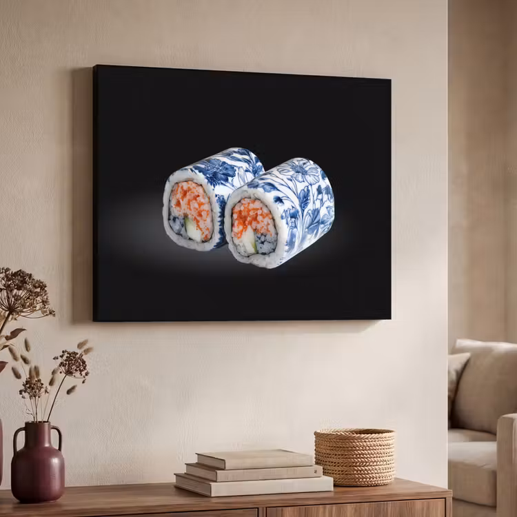 Art Frame - Sushi - Delfts blauw - Rijst - Vis - Elegant — 4