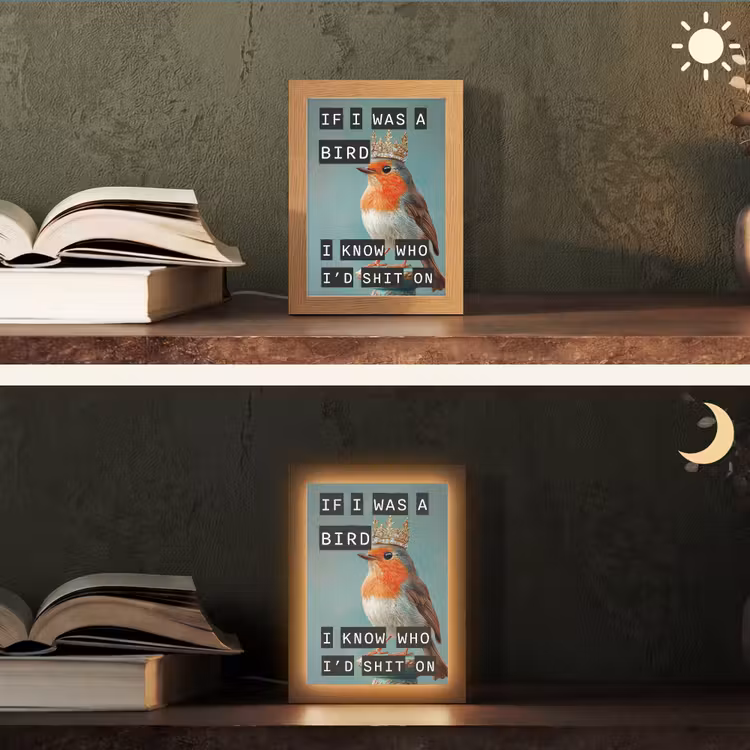 Tafellamp - Roodborstje - Vogel - Blauw - Decoratie — 5