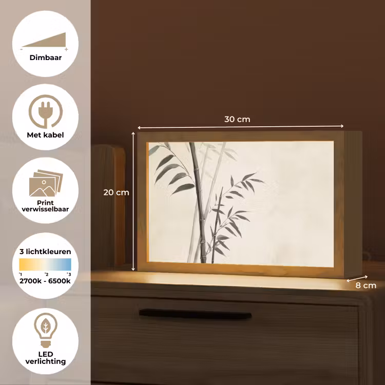 Tafellamp - Japandi - Bamboe - Beige — 7