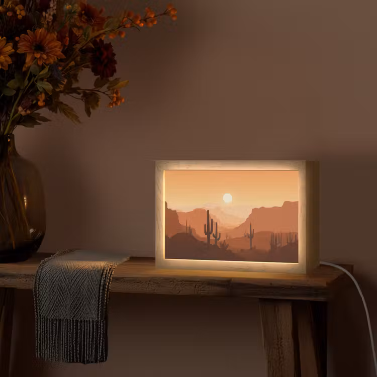 Tafellamp - Landschap - Woestijn - Cactussen - Zon — 4