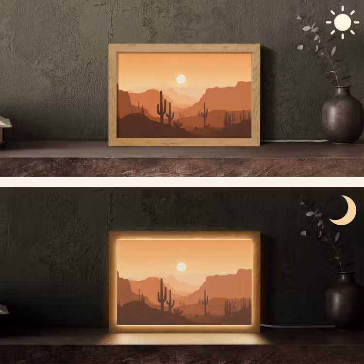 Tafellamp - Landschap - Woestijn - Cactussen - Zon — 5