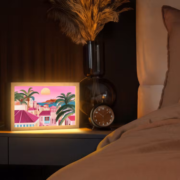 Tafellamp - Stad - Roze - Palmbomen — 2
