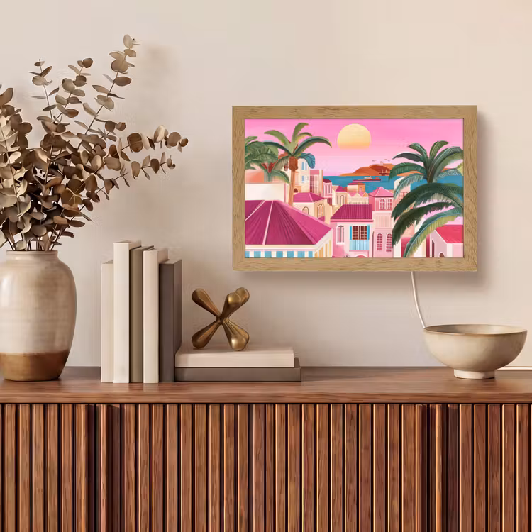 Tafellamp - Stad - Roze - Palmbomen — 3