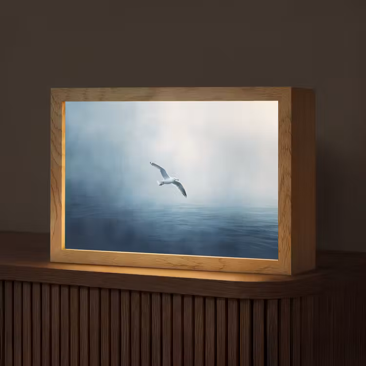 Tafellamp - Meeuw - Wit - Zee - Mistig — 1