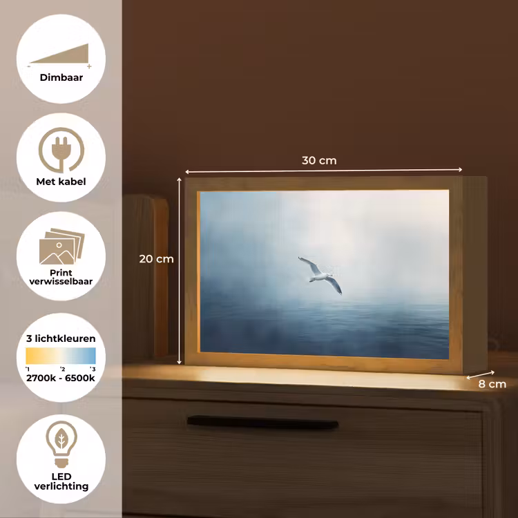 Tafellamp - Meeuw - Wit - Zee - Mistig — 7