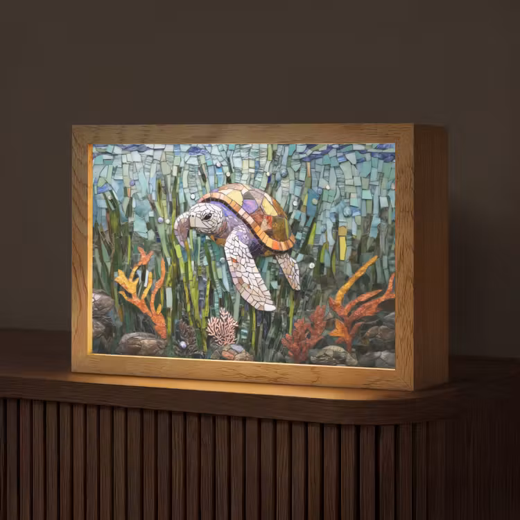 Tafellamp - Schildpad - Zeewier - Mozaïek — 1