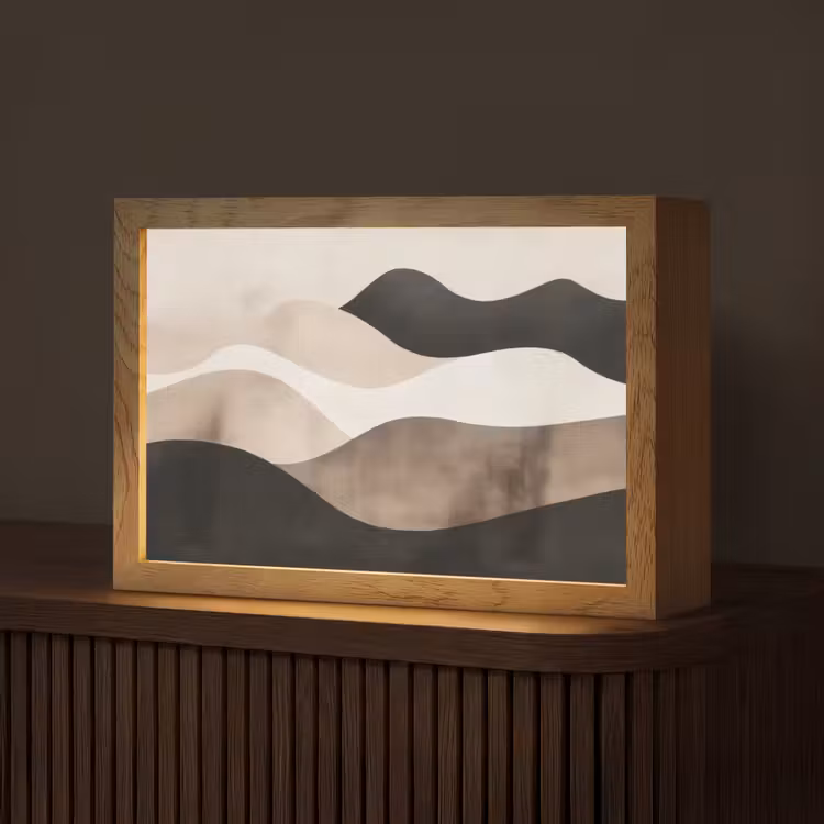 Tafellamp - Abstract - Landschap - Golven - Crèmekleur — 1