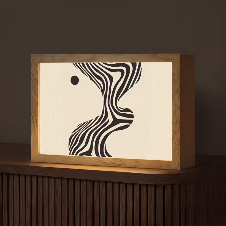 Tafellamp - Beige - Lijnen - Golvend - Abstract — 1
