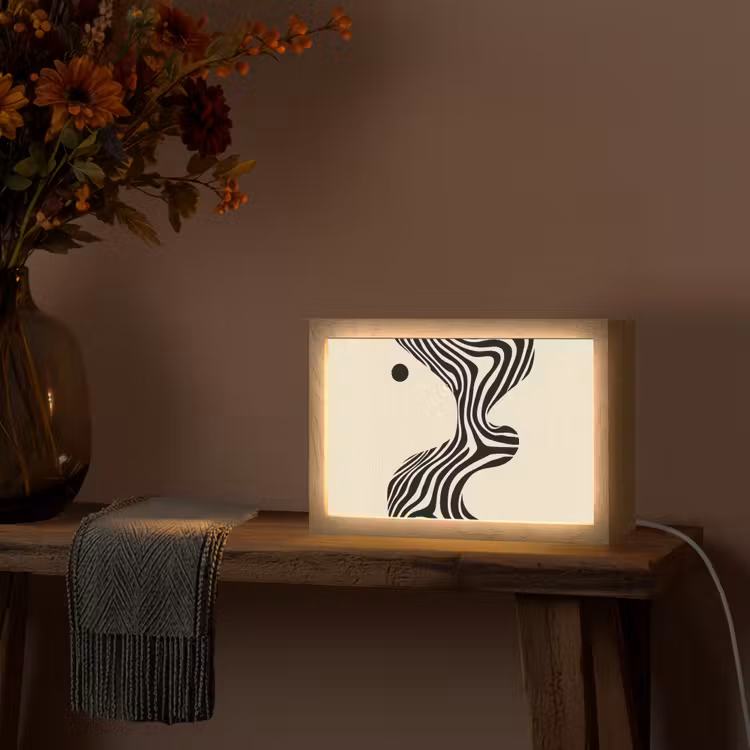 Tafellamp - Beige - Lijnen - Golvend - Abstract — 4