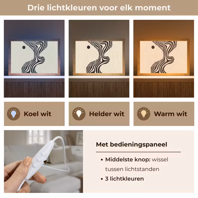 Tafellamp - Beige - Lijnen - Golvend - Abstract — 6