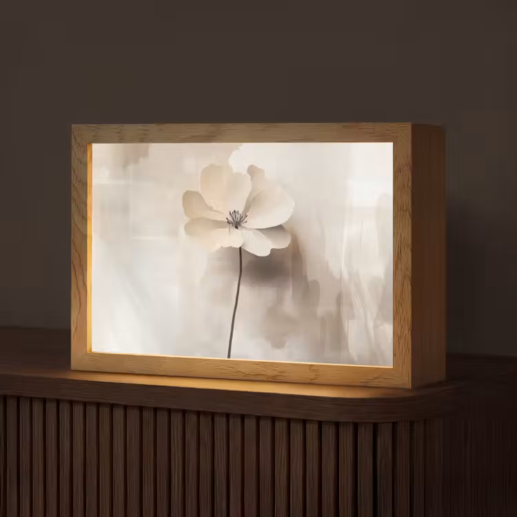 Tafellamp - Bloem - Beige - Verf - Schaduw — 1