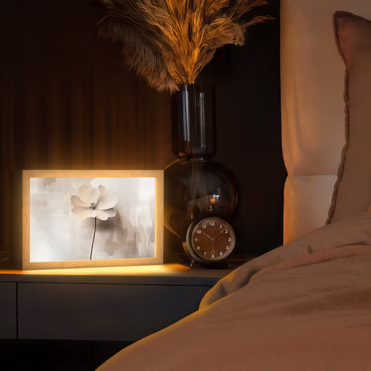 Tafellamp - Bloem - Beige - Verf - Schaduw — 2