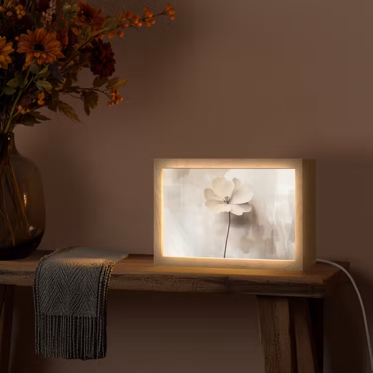 Tafellamp - Bloem - Beige - Verf - Schaduw — 4