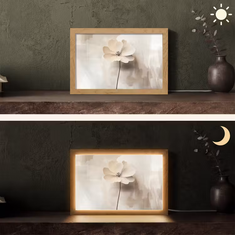 Tafellamp - Bloem - Beige - Verf - Schaduw — 5