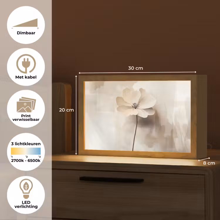 Tafellamp - Bloem - Beige - Verf - Schaduw — 7
