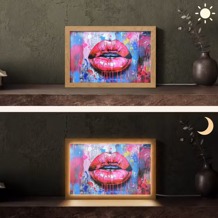 Tafellamp - Graffiti - Lippen - Felroze - Geschilderd — 5