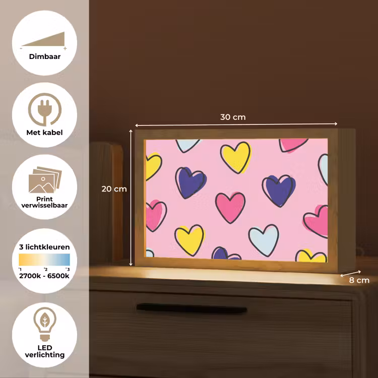 Tafellamp - Hartjes - Valentijn - Patroon - Kleurrijk — 7