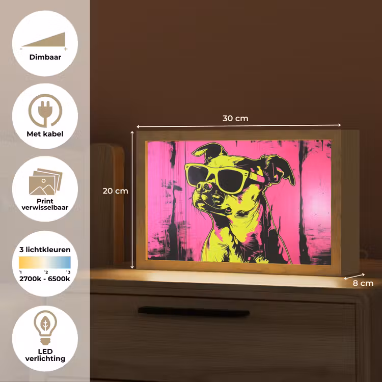 Tafellamp - Hond - Zonnebril - Roze - Art — 7