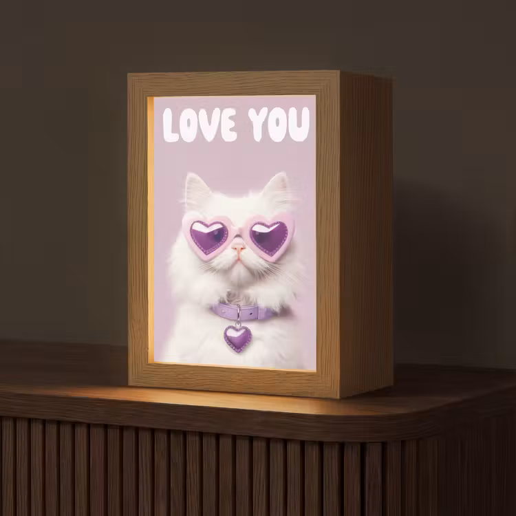 Tafellamp - Kat - Love - Paars - Valentijn — 1