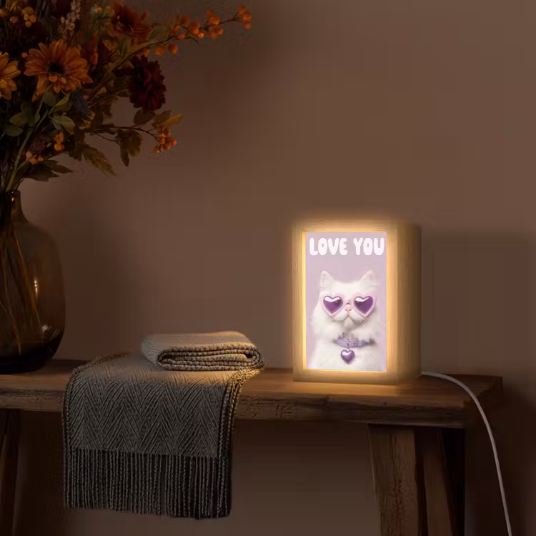 Tafellamp - Kat - Love - Paars - Valentijn — 2
