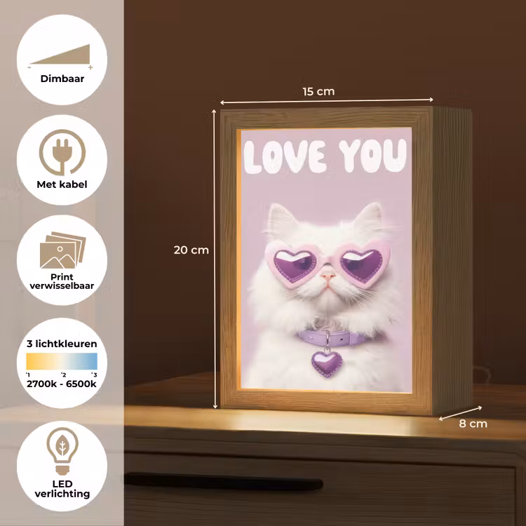 Tafellamp - Kat - Love - Paars - Valentijn — 7