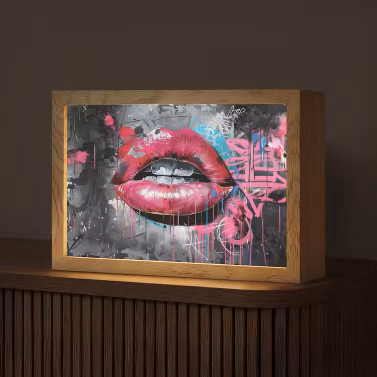 Tafellamp - Lippen - Felroze - Graffiti - Verfstrepen — 1