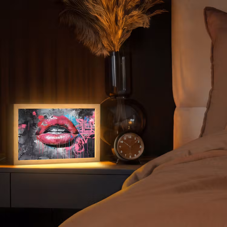 Tafellamp - Lippen - Felroze - Graffiti - Verfstrepen — 2