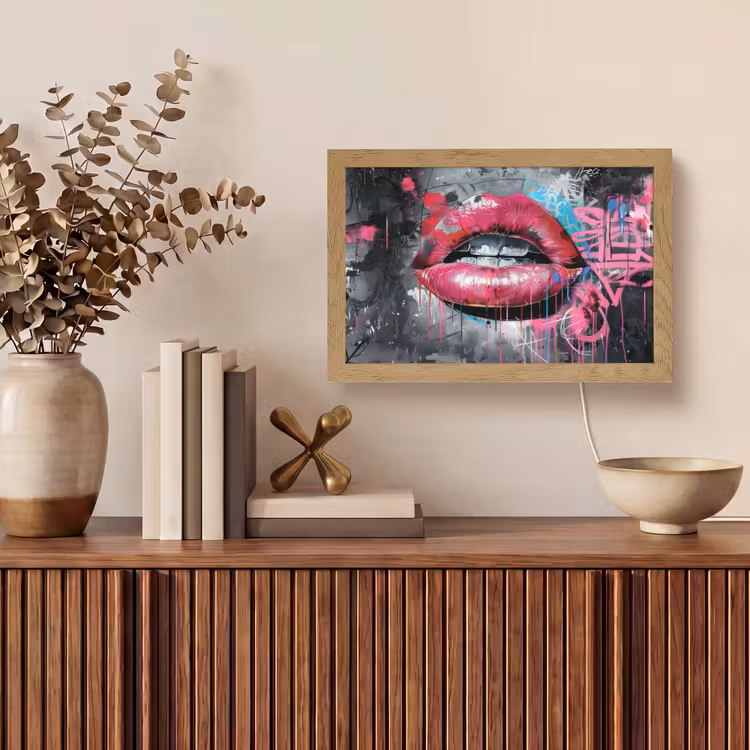 Tafellamp - Lippen - Felroze - Graffiti - Verfstrepen — 3