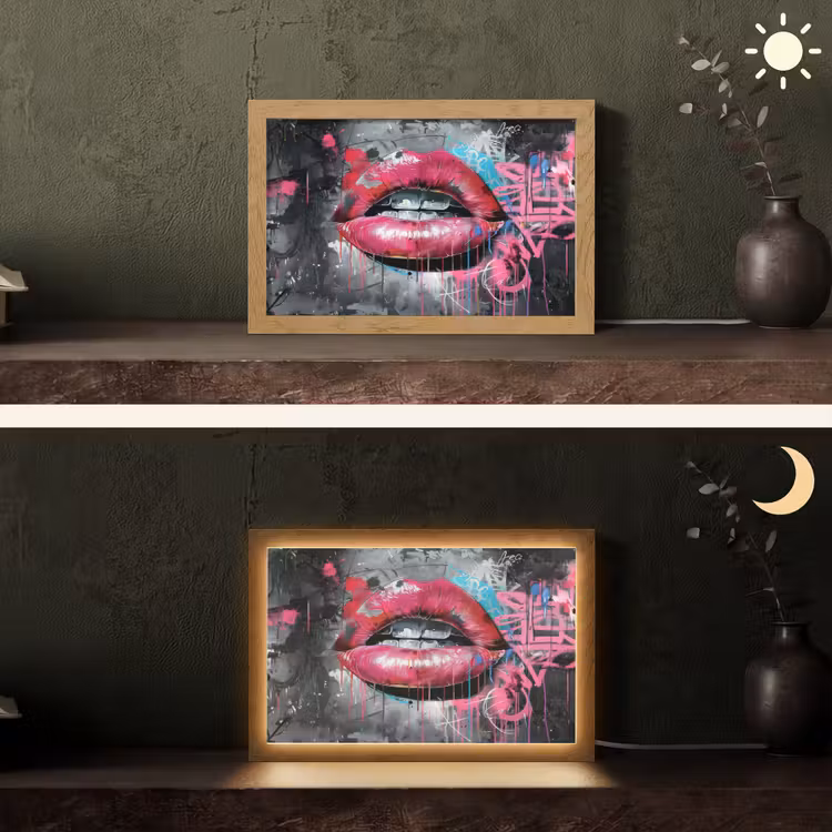 Tafellamp - Lippen - Felroze - Graffiti - Verfstrepen — 5