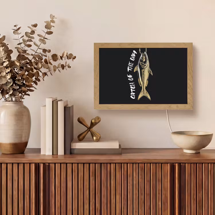 Tafellamp - Vis - Zwart - Goud - Tekst — 3