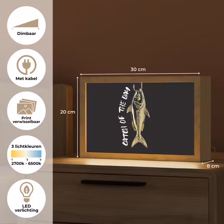Tafellamp - Vis - Zwart - Goud - Tekst — 7