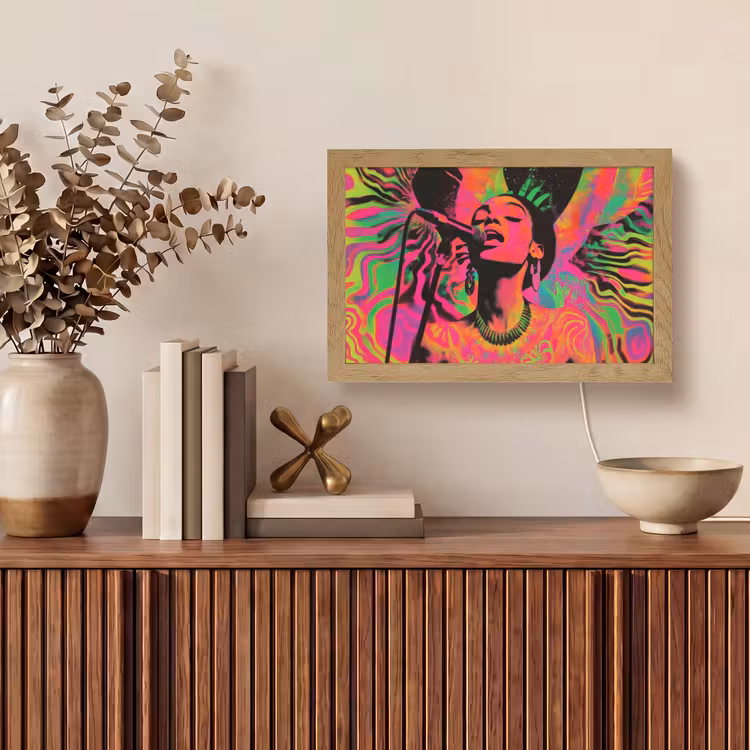 Tafellamp - Neon - Vrouw - Microfoon — 3