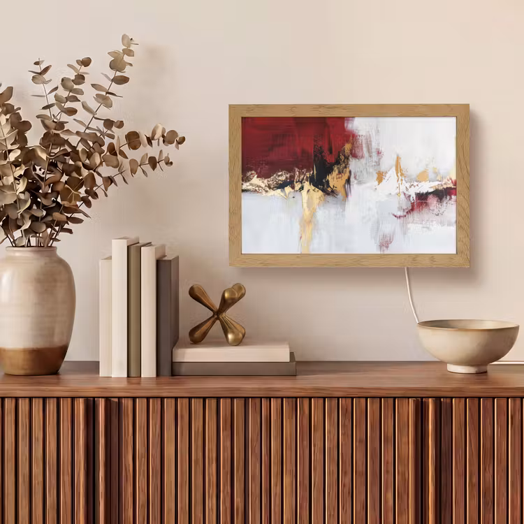 Tafellamp - Rood - Marmer - Abstract - Goud - Modern — 3