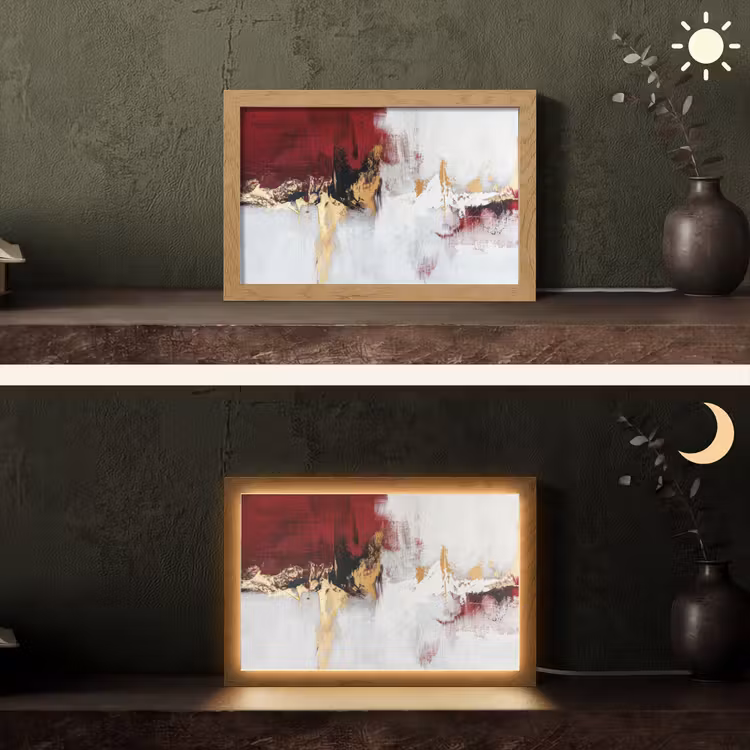 Tafellamp - Rood - Marmer - Abstract - Goud - Modern — 5
